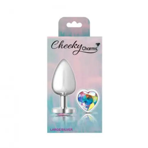 Cheeky Charms Heart Clear Iridescent Silver Plug - Butt Plug