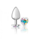 Cheeky Charms Heart Clear Iridescent Silver Plug - Large - Butt Plug