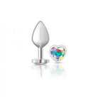 Cheeky Charms Heart Clear Iridescent Silver Plug - Medium - Butt Plug