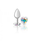 Cheeky Charms Heart Clear Iridescent Silver Plug - Small - Butt Plug