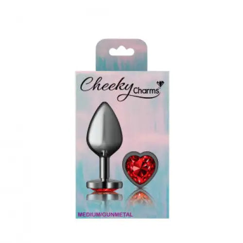 Cheeky Charms Heart Deep Red Gunmetal Butt Plug - Butt Plug