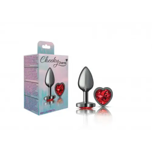 Cheeky Charms Heart Deep Red Gunmetal Butt Plug - Butt Plug