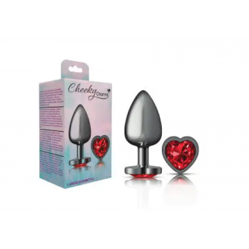 Cheeky Charms Heart Deep Red Gunmetal Butt Plug - Butt Plug