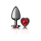 Cheeky Charms Heart Deep Red Gunmetal Butt Plug - Large - Butt Plug