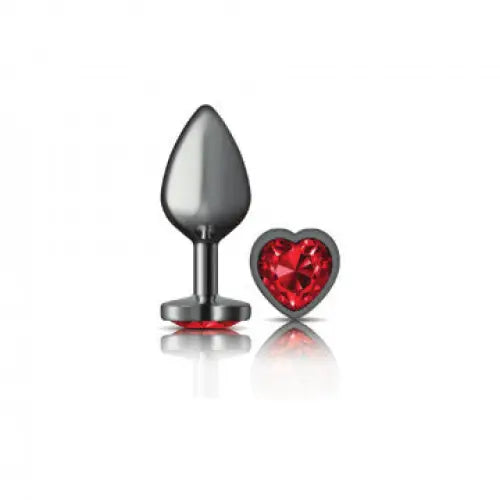 Cheeky Charms Heart Deep Red Gunmetal Butt Plug - Medium - Butt Plug