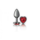 Cheeky Charms Heart Deep Red Gunmetal Butt Plug - Small - Butt Plug