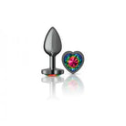 Cheeky Charms Heart Rainbow Gunmetal Butt Plug - Small - Butt Plug