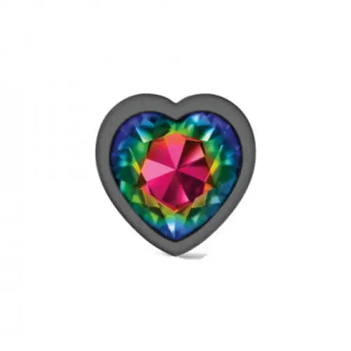 Cheeky Charms Heart Rainbow Large Gunmetal Butt Plug - Butt Plug