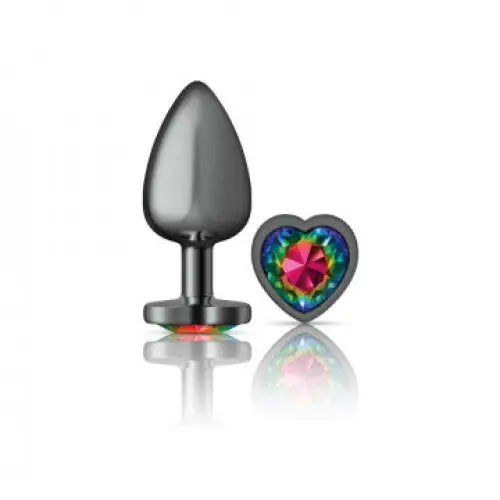 Cheeky Charms Heart Rainbow Large Gunmetal Butt Plug - Butt Plug