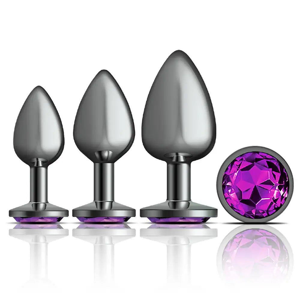 Cheeky Charms Metal Plug Kit Gunmetal Round - Butt Plug