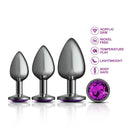 Cheeky Charms Metal Plug Kit Gunmetal Round - Butt Plug