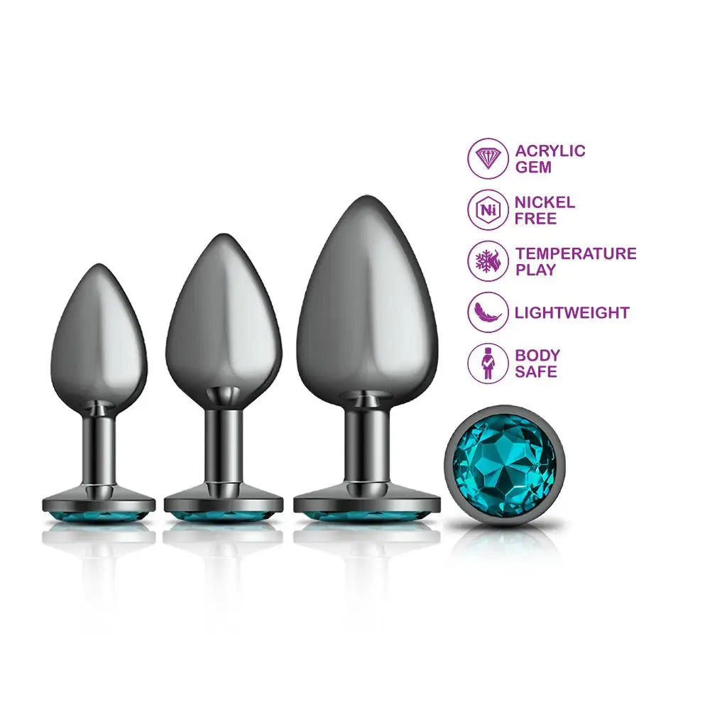 Cheeky Charms Metal Plug Kit Gunmetal Round - Butt Plug