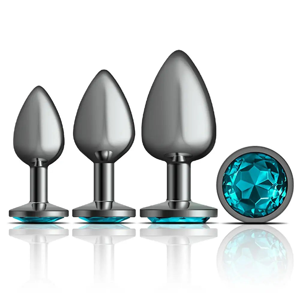 Cheeky Charms Metal Plug Kit Gunmetal Round - Butt Plug