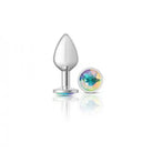 Cheeky Charms Round Clear Iridescent Medium Silver Plug - Butt Plug