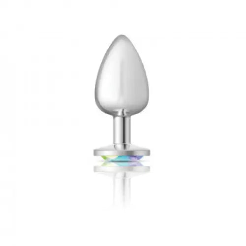 Cheeky Charms Round Clear Iridescent Silver Plug - Butt Plug