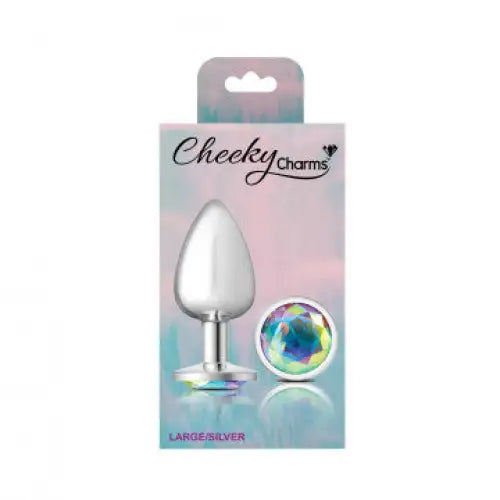 Cheeky Charms Round Clear Iridescent Silver Plug - Butt Plug