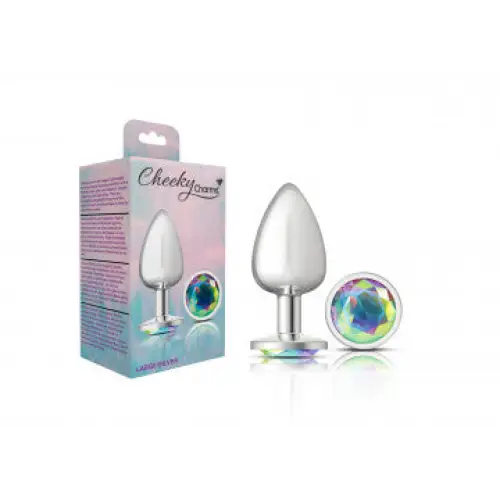 Cheeky Charms Round Clear Iridescent Silver Plug - Butt Plug