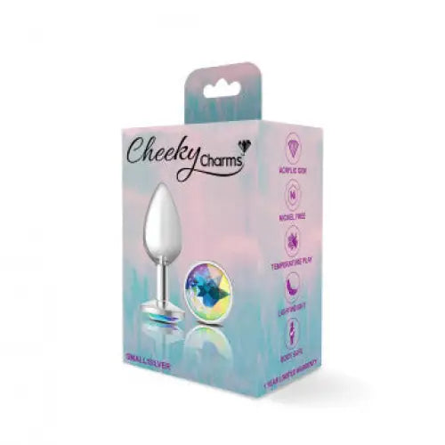 Cheeky Charms Round Clear Iridescent Silver Plug - Butt Plug