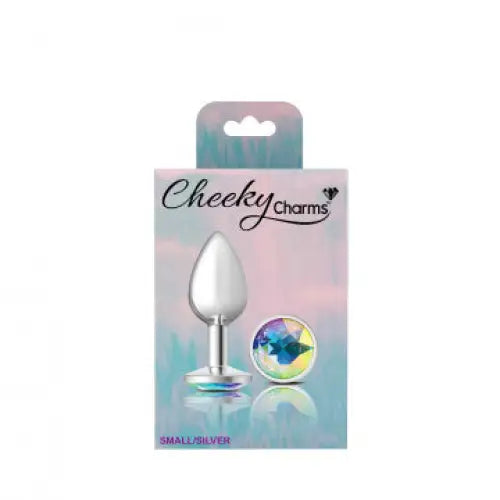 Cheeky Charms Round Clear Iridescent Silver Plug - Butt Plug