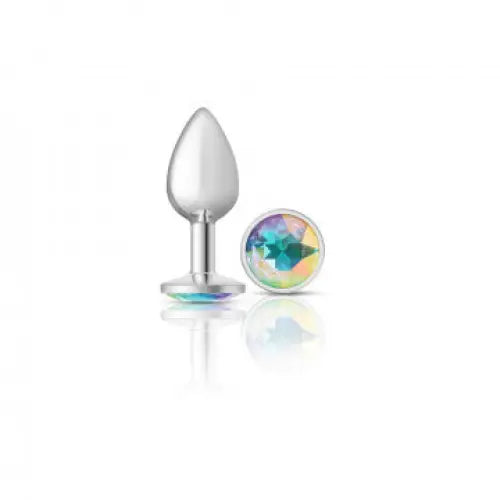 Cheeky Charms Round Clear Iridescent Silver Plug - Small - Butt Plug