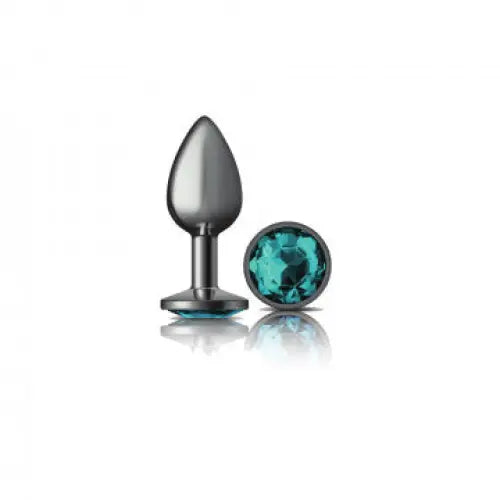 Cheeky Charms Round Gunmetal Butt Plug - Green / Small - Butt Plug