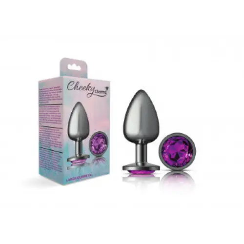 Cheeky Charms Round Purple Large Gunmetal Butt Plug - Butt Plug