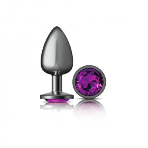 Cheeky Charms Round Purple Large Gunmetal Butt Plug - Butt Plug