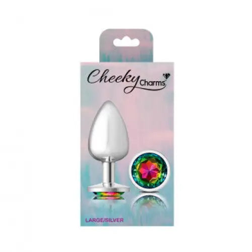 Cheeky Charms Round Rainbow Silver Plug - Butt Plug