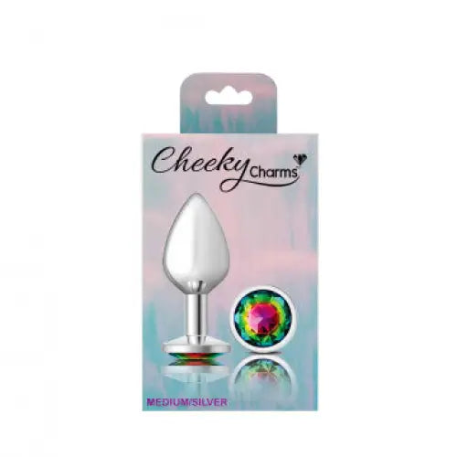 Cheeky Charms Round Rainbow Silver Plug - Butt Plug