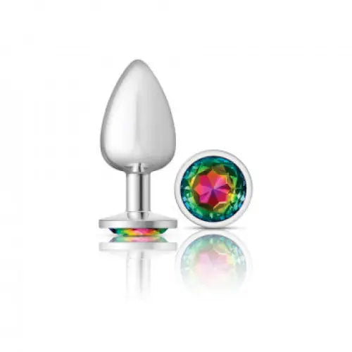 Cheeky Charms Round Rainbow Silver Plug - Large - Butt Plug