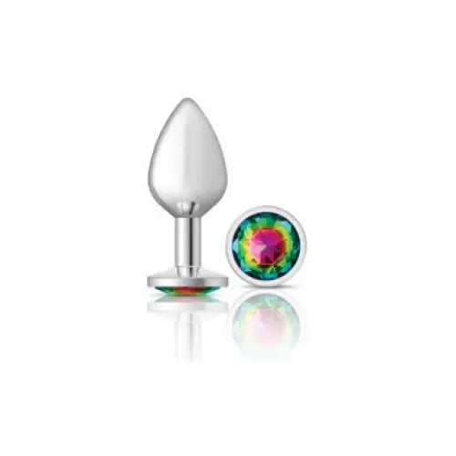 Cheeky Charms Round Rainbow Silver Plug - Medium - Butt Plug