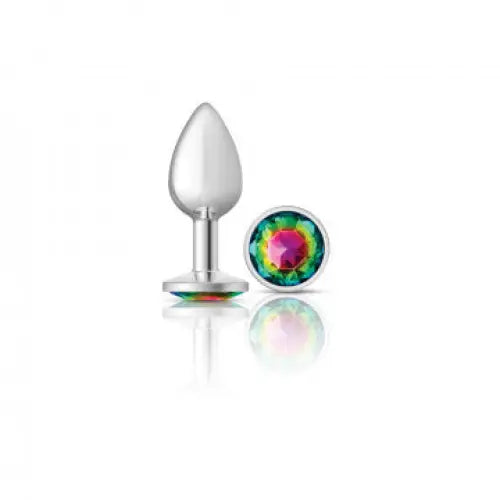 Cheeky Charms Round Rainbow Silver Plug - Small - Butt Plug