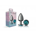 Cheeky Charms Round Teal Large Gunmetal Butt Plug - Butt Plug