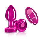 Cheeky Charms Vibrating Metal Plug Pink W/ Remote - Powered Butt Plug