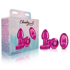 Cheeky Charms Vibrating Metal Plug Pink W/ Remote - Powered Butt Plug