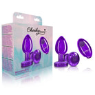 Cheeky Charms Vibrating Metal Plug Purple W/ Remote - Medium - Powered Butt Plug