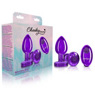 Cheeky Charms Vibrating Metal Plug Purple W/ Remote - Powered Butt Plug