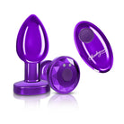 Cheeky Charms Vibrating Metal Plug Purple W/ Remote - Powered Butt Plug