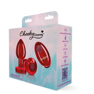 Cheeky Charms Vibrating Metal Plug Red W/ Remote - Medium - Powered Butt Plug