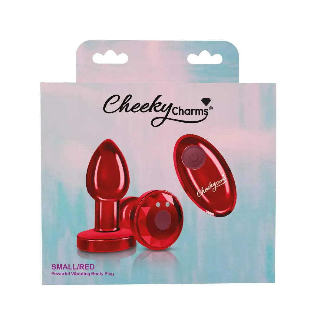 Cheeky Charms Vibrating Metal Plug Red W/ Remote - Small - Powered Butt Plug