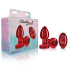 Cheeky Charms Vibrating Metal Plug Red W/ Remote - Powered Butt Plug