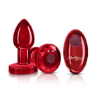 Cheeky Charms Vibrating Metal Plug Red W/ Remote - Powered Butt Plug