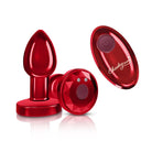 Cheeky Charms Vibrating Metal Plug Red W/ Remote - Powered Butt Plug