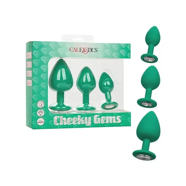 CalExotics Plug Green Cheeky Gems 3 Pc Plug Set at the Haus of Shag