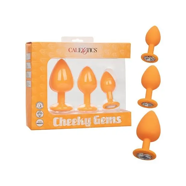 CalExotics Plug Orange Cheeky Gems 3 Pc Plug Set at the Haus of Shag