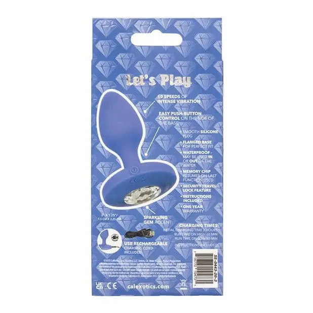 CalExotics Plug Cheeky Gems Medium Rechargeable Vibrating Probe - Blue at the Haus of Shag