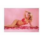 Cherry Strappy Lace Unlined Underwire Bra W/heart Ring Detail & Panty Red - Lingerie Set