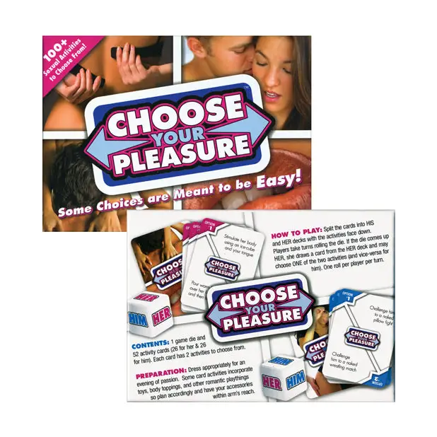 Choose Your Pleasure adult party game with romantic cards and dice for fun activities