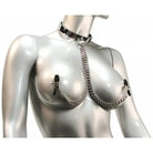 Kink Industries Leatherr Chrome Slave Collar With Nipple Clamps - Smallmedium at the Haus of Shag