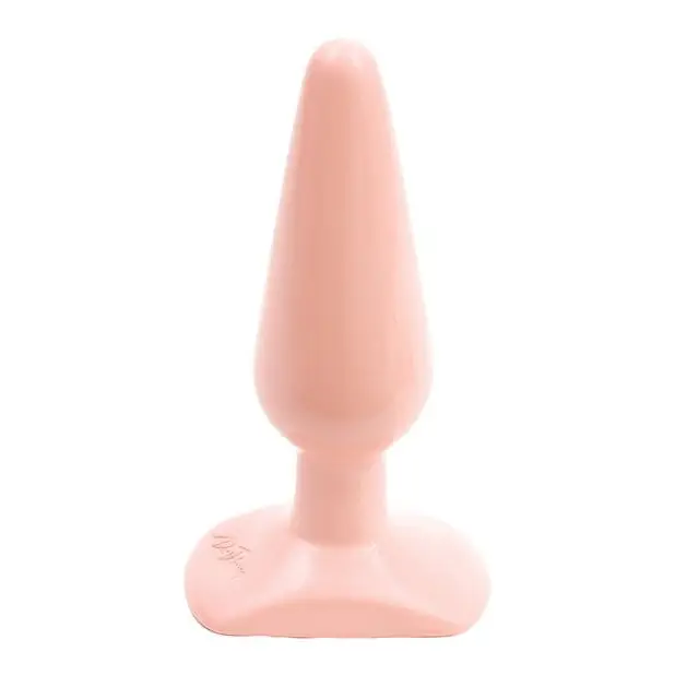 A small, flexible pink silicone Classic Butt Plug for precise control and comfortable use